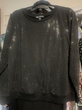 INC International Concepts Black Rhinestone-Studded Sweatshirt